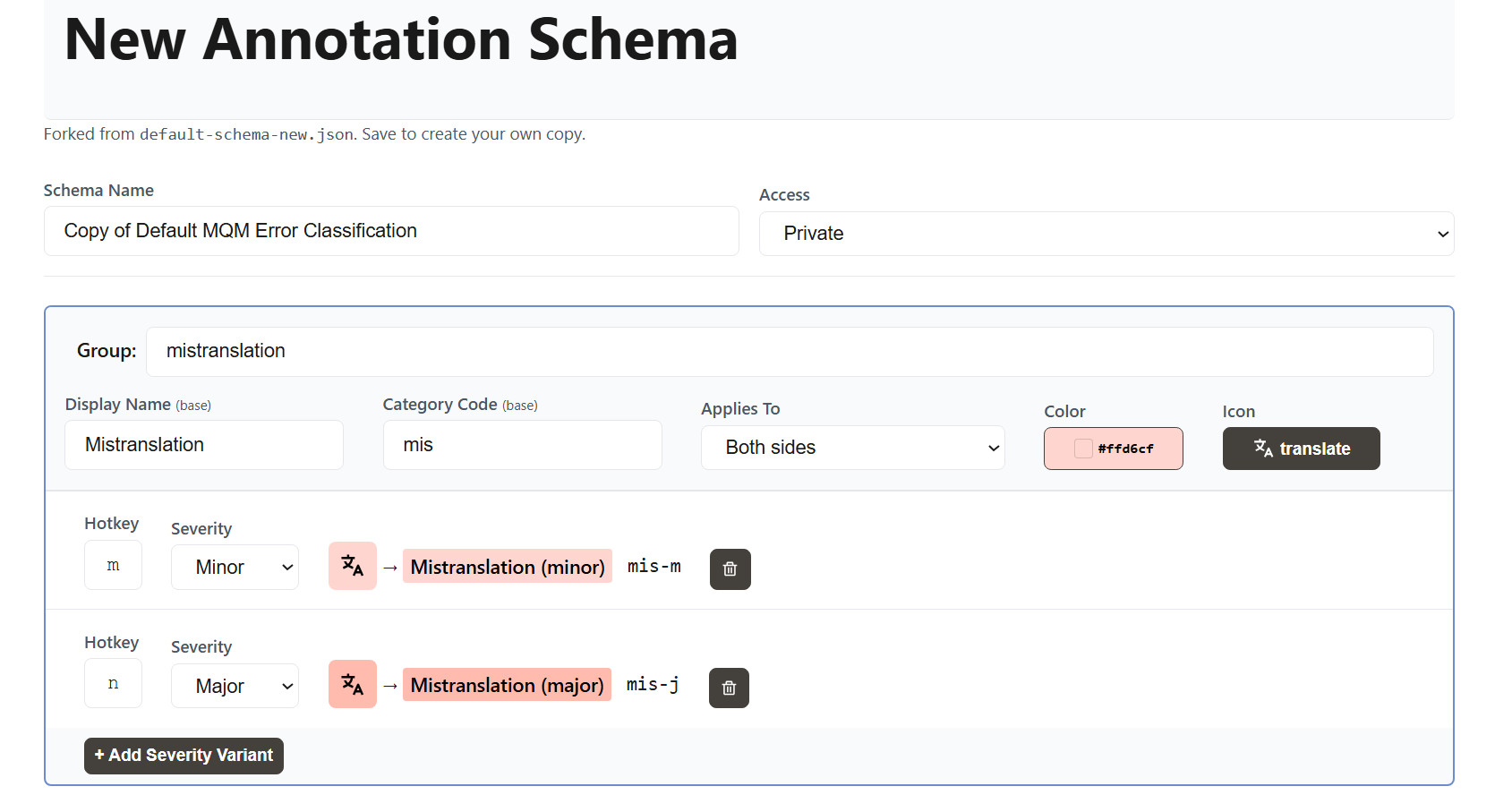 Editing a forked schema
