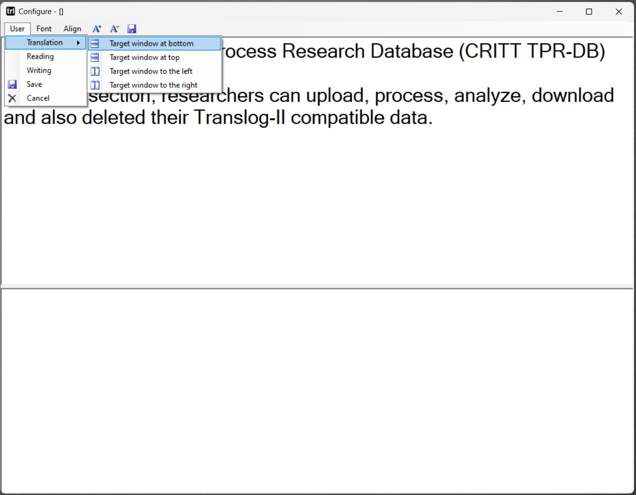 Configuring experiment in Translog-II Supervisor