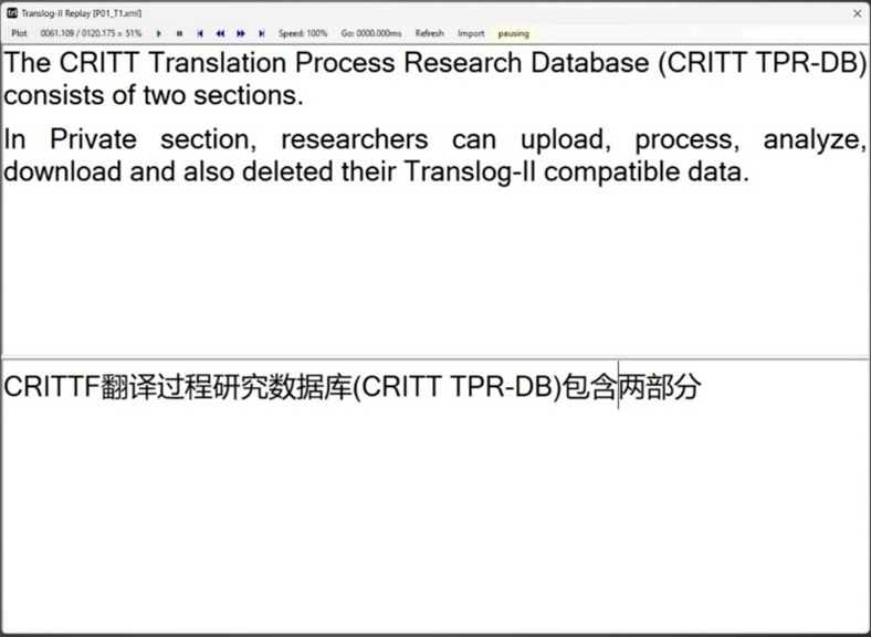 Replaying keystroke logging data in Translog-II